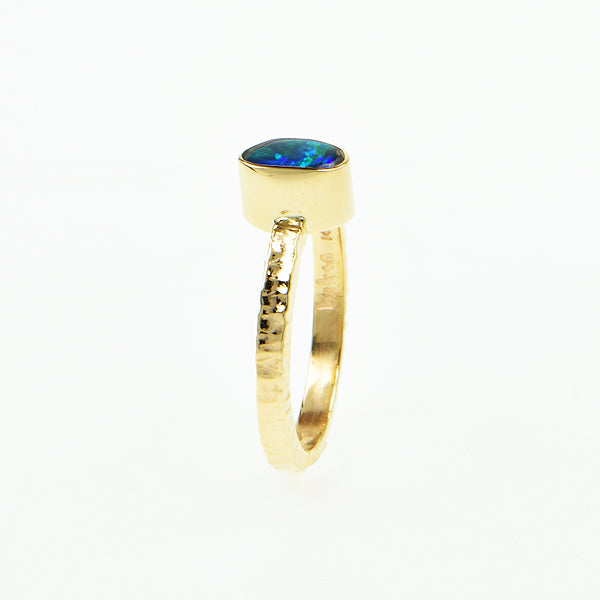 Black Opal Doublet Cabochon Ring