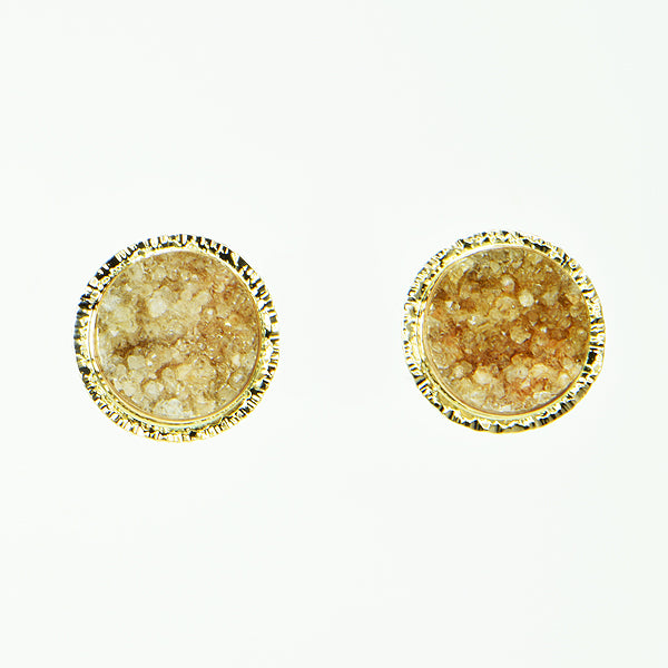 Camel Drusy Quartz Cabochon Earrings