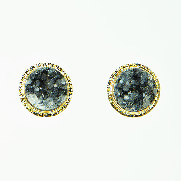 Charcoal Drusy Quartz Cabochon Earrings