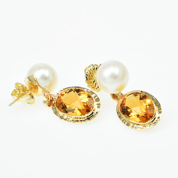 Rio Grande Citrine and Pearl Faceted Earrings