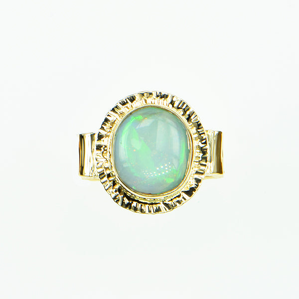 Crystal Flash Opal Cabochon Ring