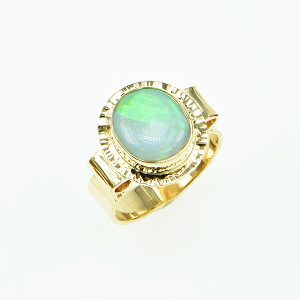 Crystal Flash Opal Cabochon Ring