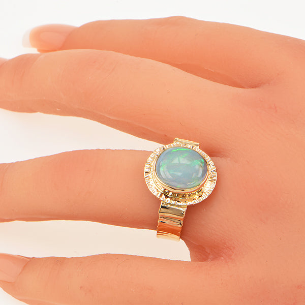 Crystal Flash Opal Cabochon Ring