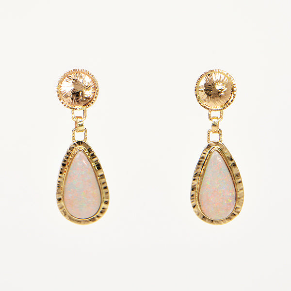Semi Black Red Opal Cabochon Earrings