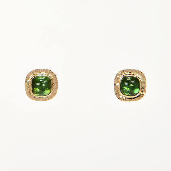 Green Tourmaline Cabochon Earrings