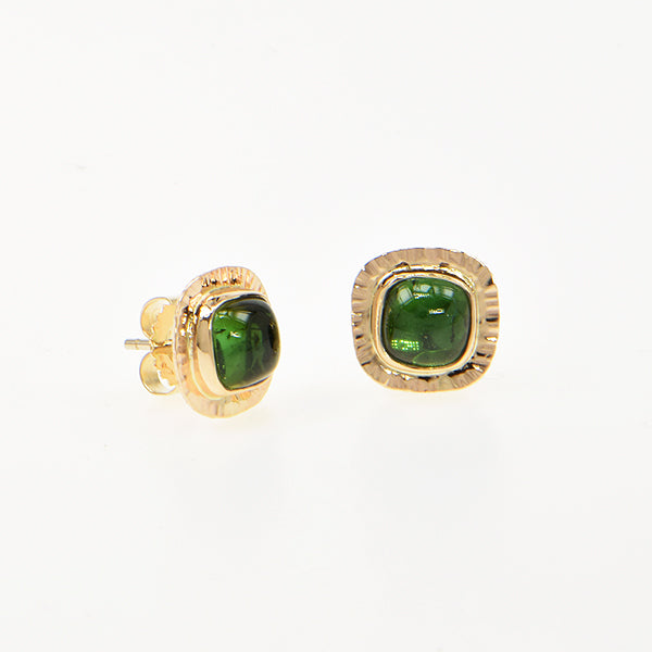 Green Tourmaline Cabochon Earrings