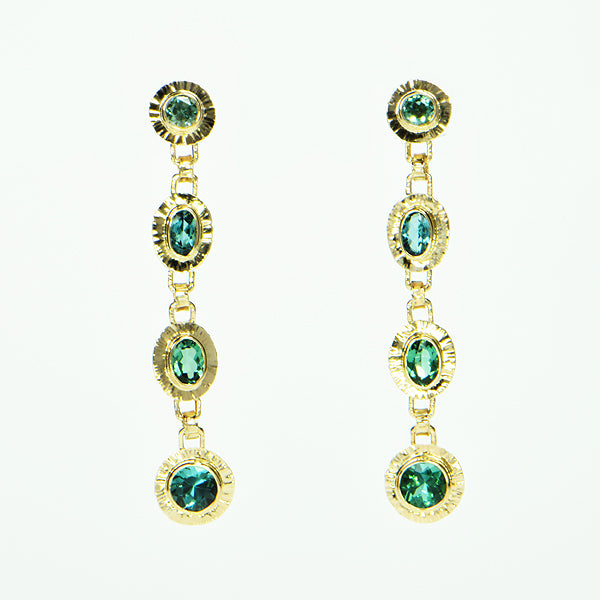 Indicolite Tourmaline Faceted Earrings