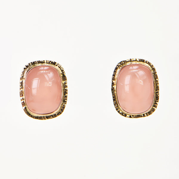 Rose Chalcedony Cabochon Earrings