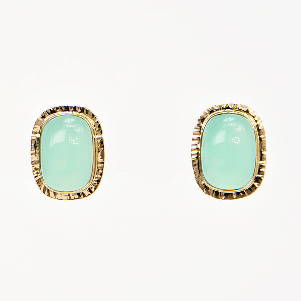 Seafoam Chalcedony Cabochon Earrings