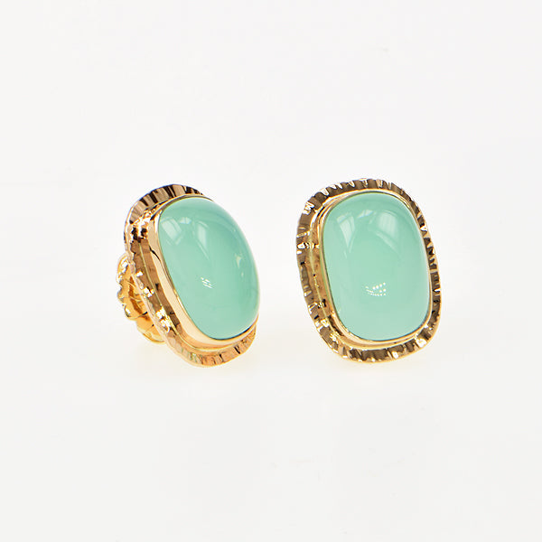 Seafoam Chalcedony Cabochon Earrings