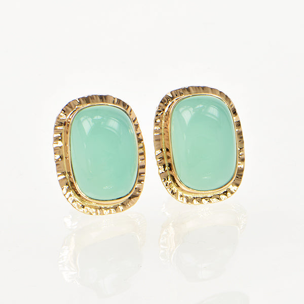 Seafoam Chalcedony Cabochon Earrings