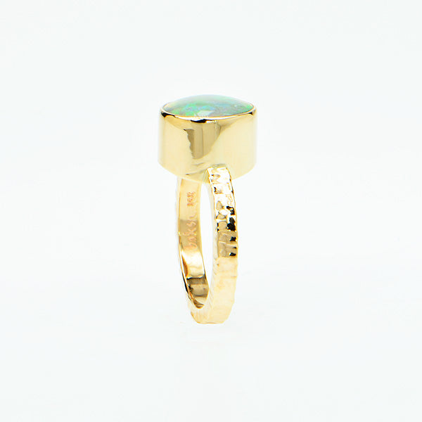 Semi-black Opal Cabochon Ring