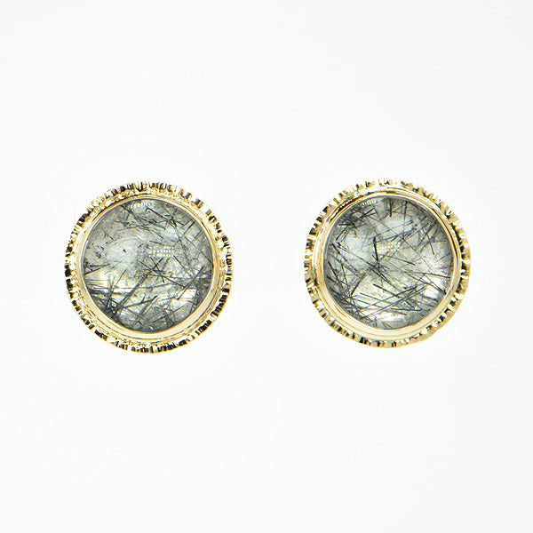 Tourmaline in Quartz Cabochon Earrings