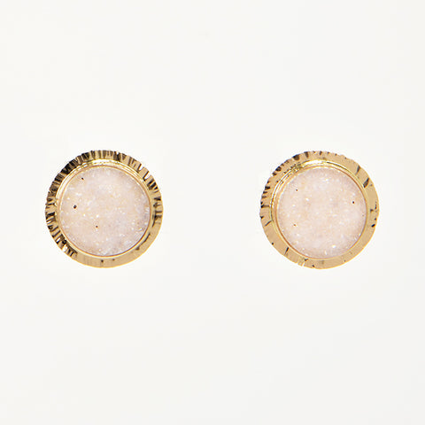 Speckled White Drusy Quartz Earrings