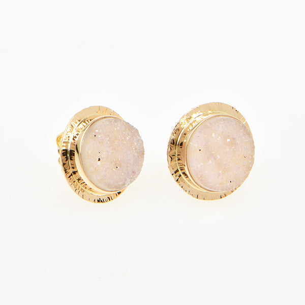 Speckled White Drusy Quartz Earrings