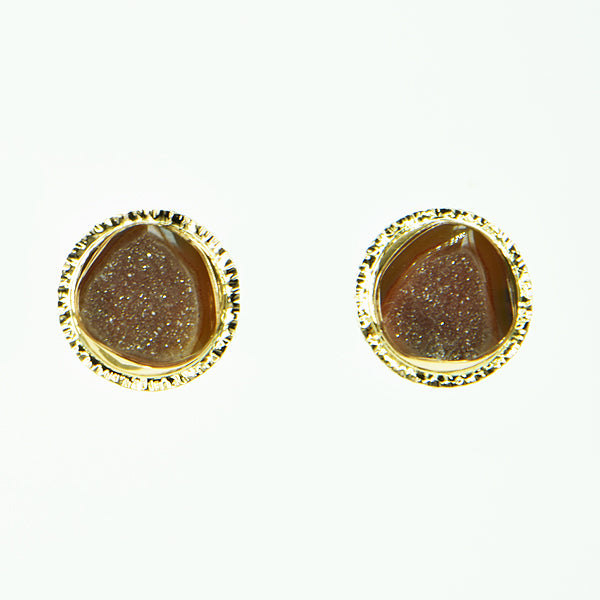 Amber Drusy Quartz Cabochon Earrings