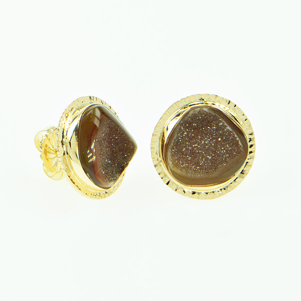 Amber Drusy Quartz Cabochon Earrings
