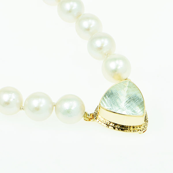 Ice Aquamarine Millennium-cut Faceted and Freshwater Pearl Necklace