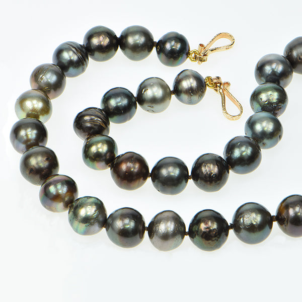 Bi-color Lemon Citrine Faceted and Tahitian Pearl Necklace