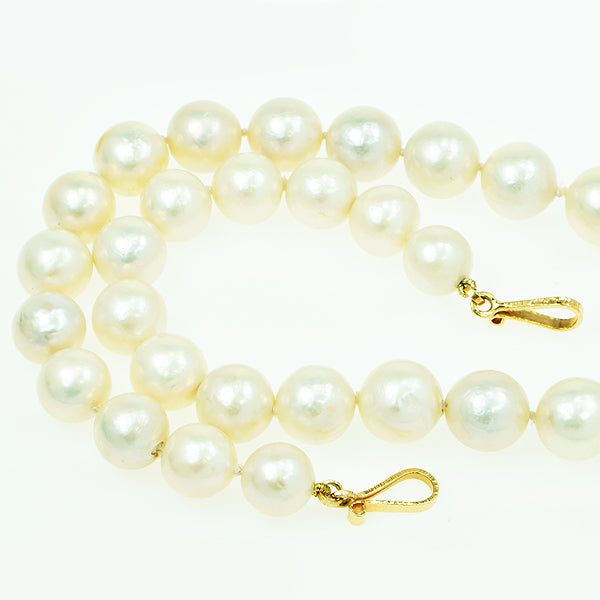 Black Drusy Quartz Cabochon and Freshwater Pearl Necklace