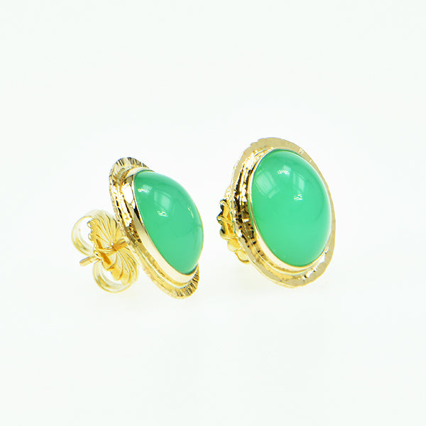 Chrysoprase Cabochon Earrings