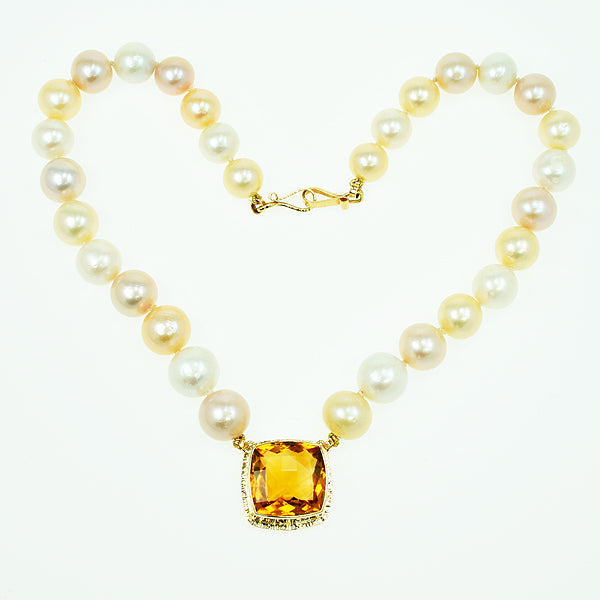 Irai Citrine Faceted and Multi-color Freshwater Pearl Necklace