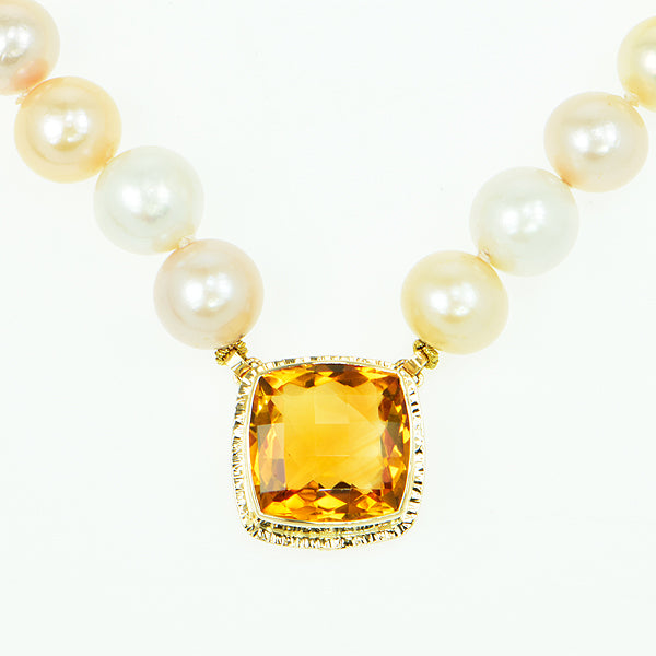 Irai Citrine Faceted and Multi-color Freshwater Pearl Necklace