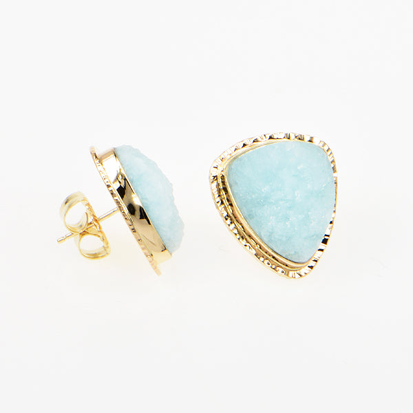 Drusy Hemimorphite Cabochon Earrings