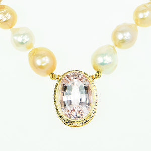 Kunzite Faceted and Multi-color Freshwater Pearl Necklace