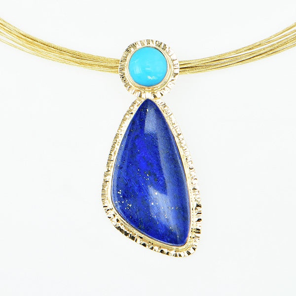 Lapis and Sleeping Beauty Turquoise Cabochon Pendant