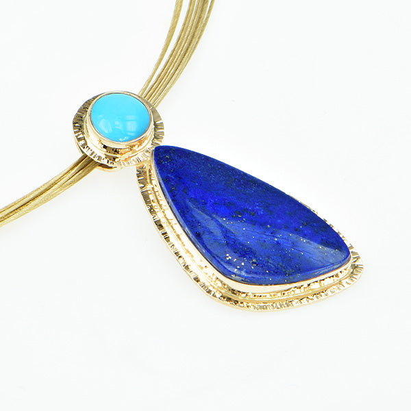 Lapis and Sleeping Beauty Turquoise Cabochon Pendant