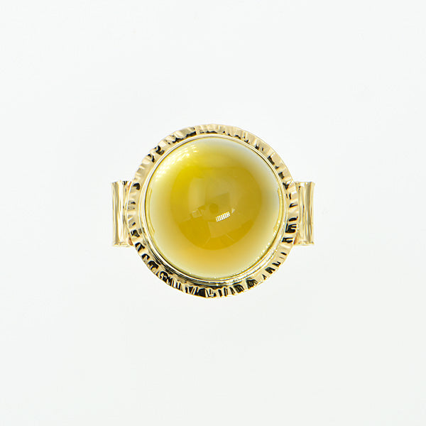 Lemon Citrine High Dome Cabochon Ring