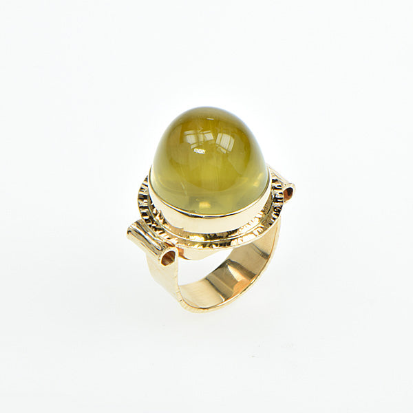 Lemon Citrine High Dome Cabochon Ring