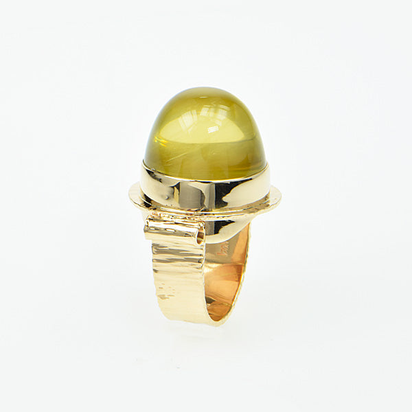 Lemon Citrine High Dome Cabochon Ring