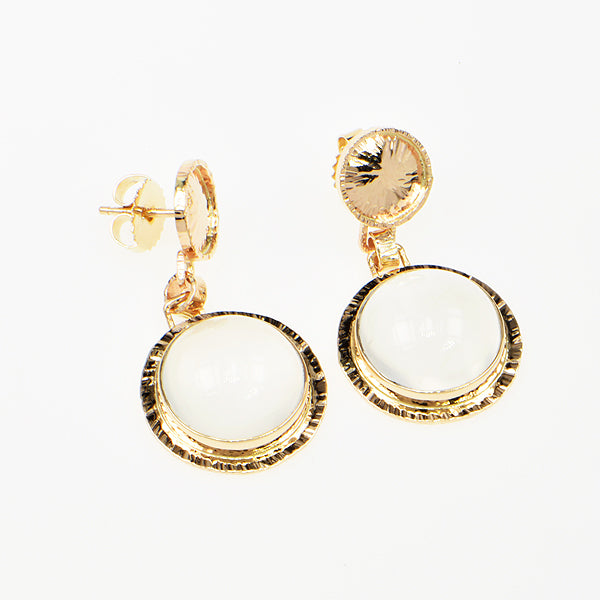Catseye Moonstone Cabochon Earrings