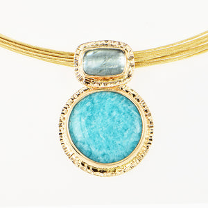 Amazonite and Aquamarine Cabochon Pendant