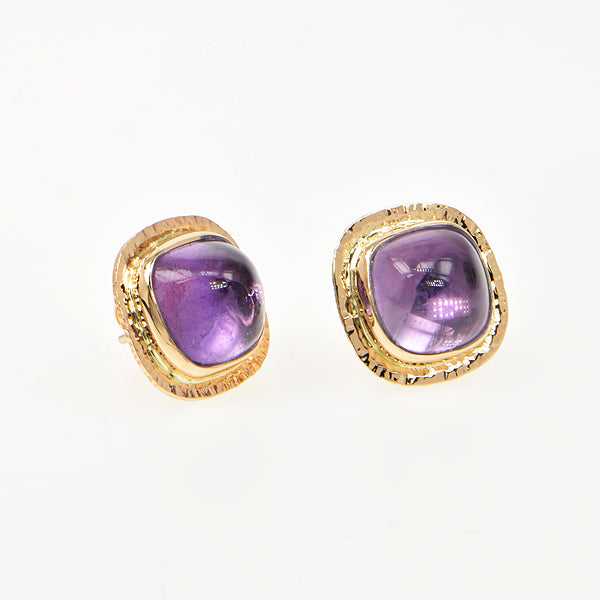 Amethyst Cabochon Earrings