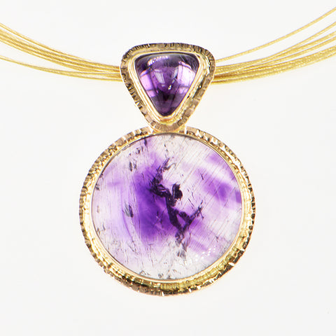 Cacoxenite Amethyst Cabochon Pendant