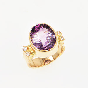 Amethyst and Diamond Faceted Ring