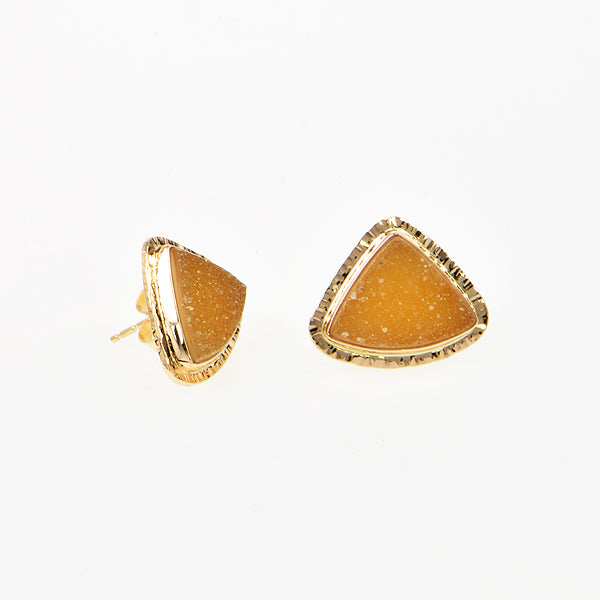 Apricot Drusy Quartz Cabochon Earrings