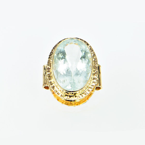 Sea Foam Aquamarine Faceted Ring
