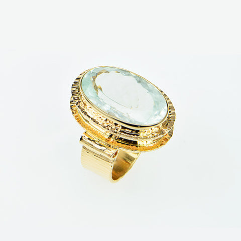 Sea Foam Aquamarine Faceted Ring
