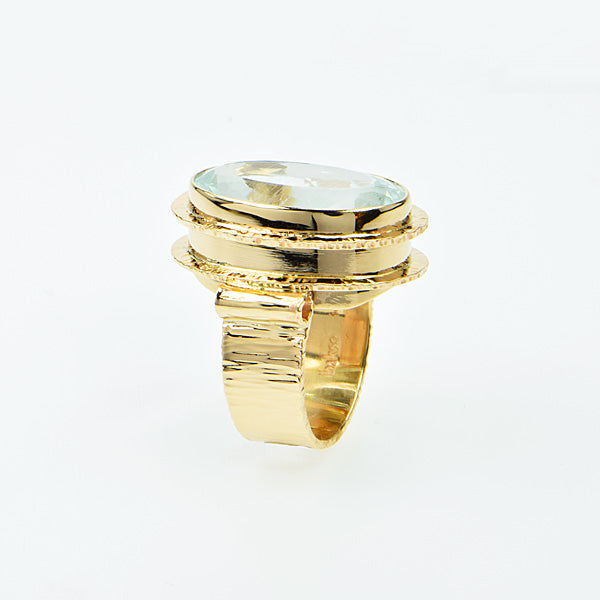 Sea Foam Aquamarine Faceted Ring