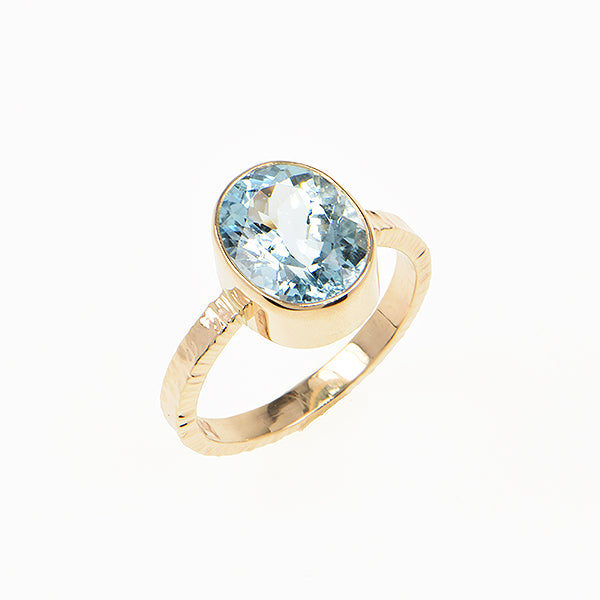 Aquamarine Faceted Ring