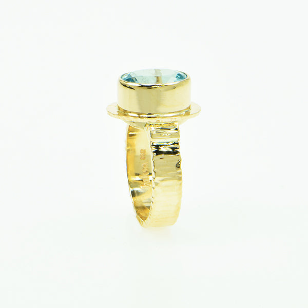 Aquamarine Faceted Ring