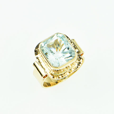 Ice Aquamarine Faceted Ring