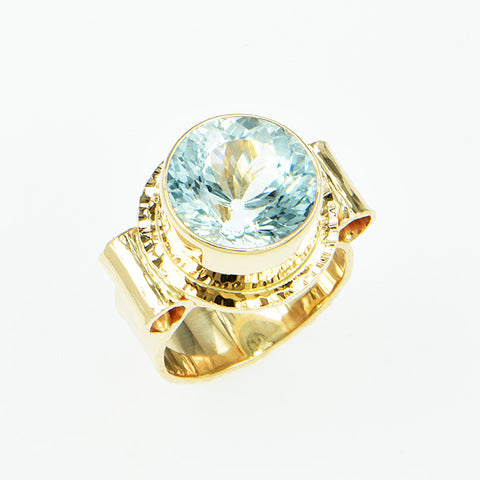 Unheated Aquamarine Faceted Ring