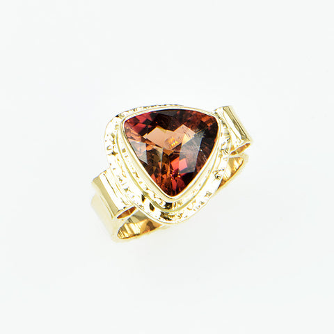 Bi Color Tourmaline Faceted Ring