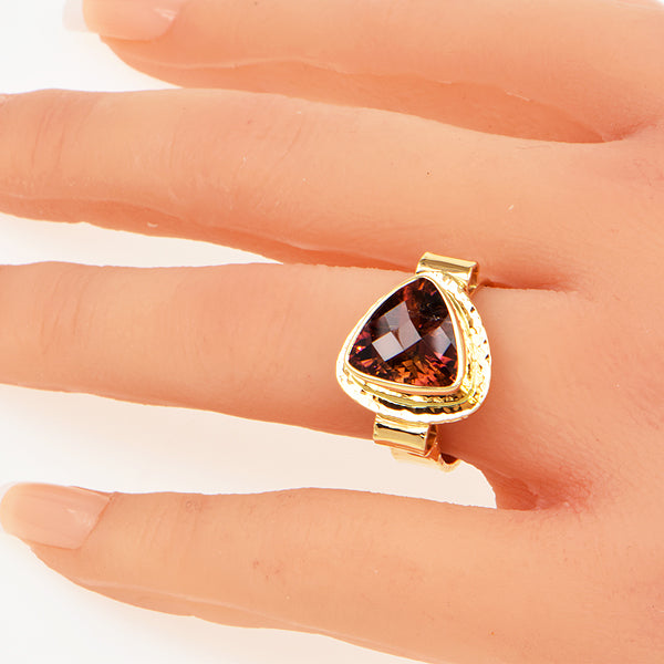 Bi Color Tourmaline Faceted Ring