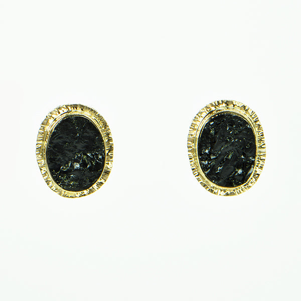 Black Tourmaline Cabochon Earrings